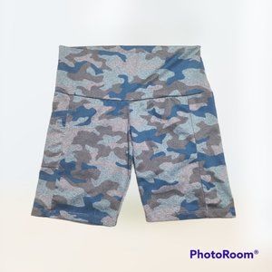 Blue Camo Biker Shorts